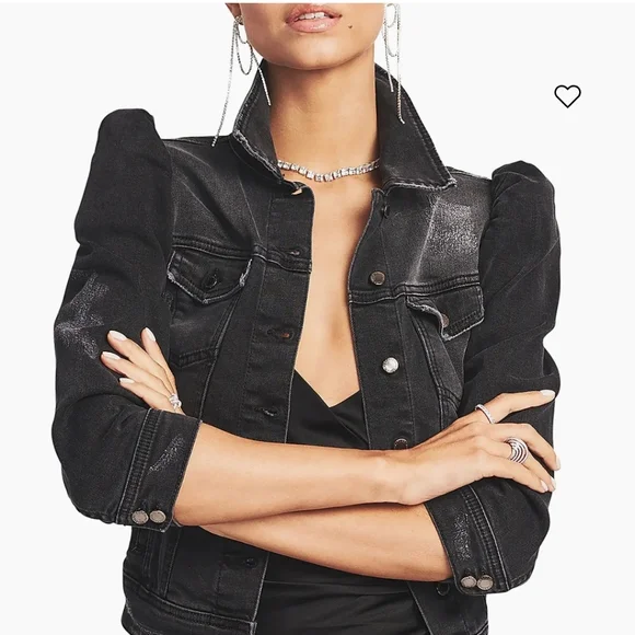 NWOT Retrofete Ada Jean Jacket in Faded Black Size Small - Picture 2 of 11